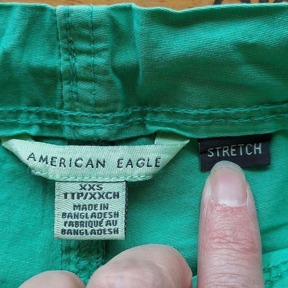 American Eagle XXS Snappy Stretch Low Rise Parachute Pants Green Baggy Y2K - Picture 9 of 12